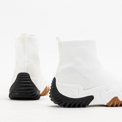 Pantofi sport Tenera de damă albi cu platformă - Încălțăminte