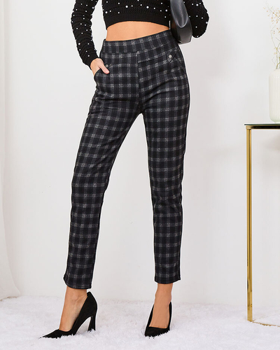 Royalfashion Pantaloni treggings cu carouri izolate pentru femei gri-maro