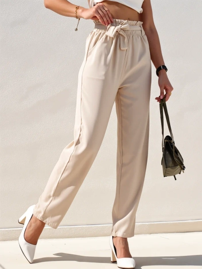 Royalfashion Pantaloni simpli pentru femei din material cu curea