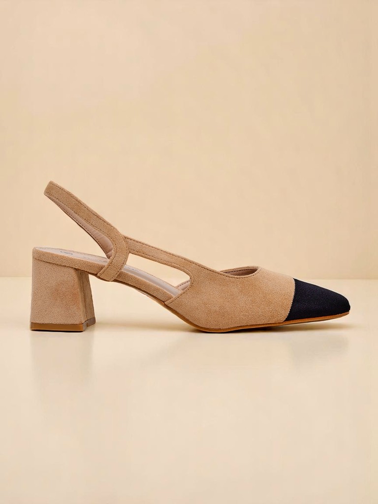 Royalfashion Damskie czółenka na niskim obcasie z ozdobnym noskiem Eleganzo