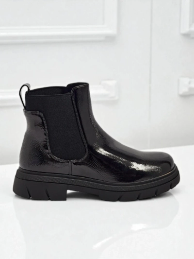 Botine din piele ecologică lăcuită Oryss