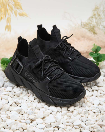 Esmeralda Sneakers Negri cu Toc Plat
