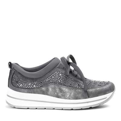 Szare buty sportowe z cyrkoniami Austen - Obuwie