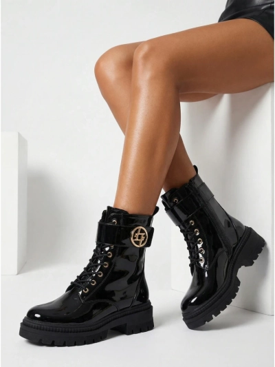 Botine Dama Lăcuite din Piele Ecologică Eulin