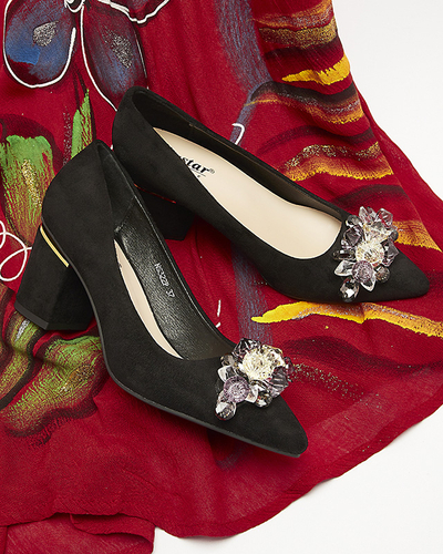 Pantofi negri de damă cu cristale colorate Xitas - Încălțăminte