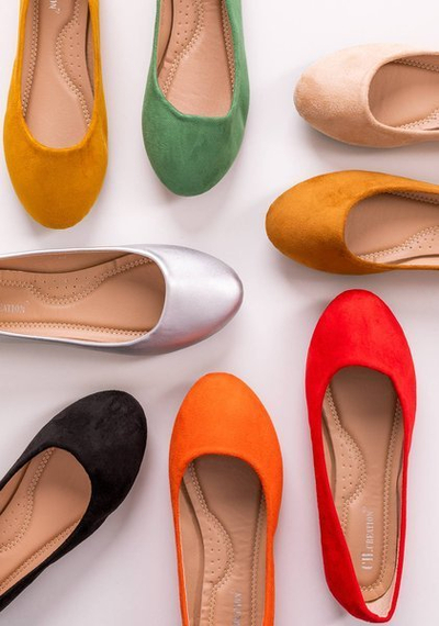 Royalfashion Balerini de damă din eco-suede portocaliu Marius