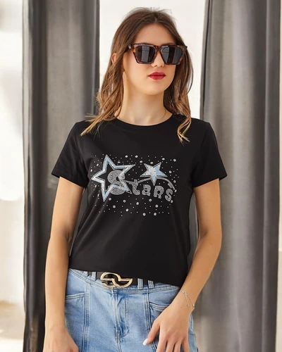 Royalfashion Tricou din Bumbac pentru Femei STARS