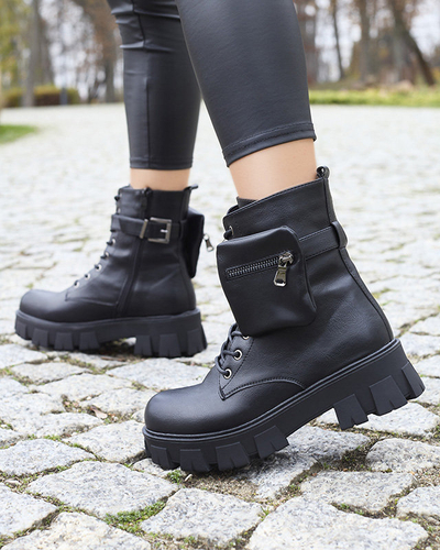 OUTLET Cizme bagger negre pentru femei cu husă Feffle- Footwear