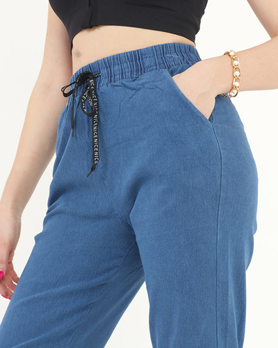 Pantaloni de jogging din țesătură albastră pentru femei - Îmbrăcăminte