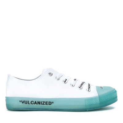 Biało-zielone trampki na gumowej podeszwie Gummie - Obuwie