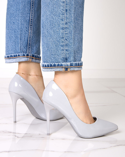 Pompe lăcuite de damă gri pe toc înalt Merier - Îmbrăcăminte