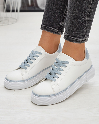 Adidași sport de damă albi cu inserții albastre Assalia - Încălțăminte