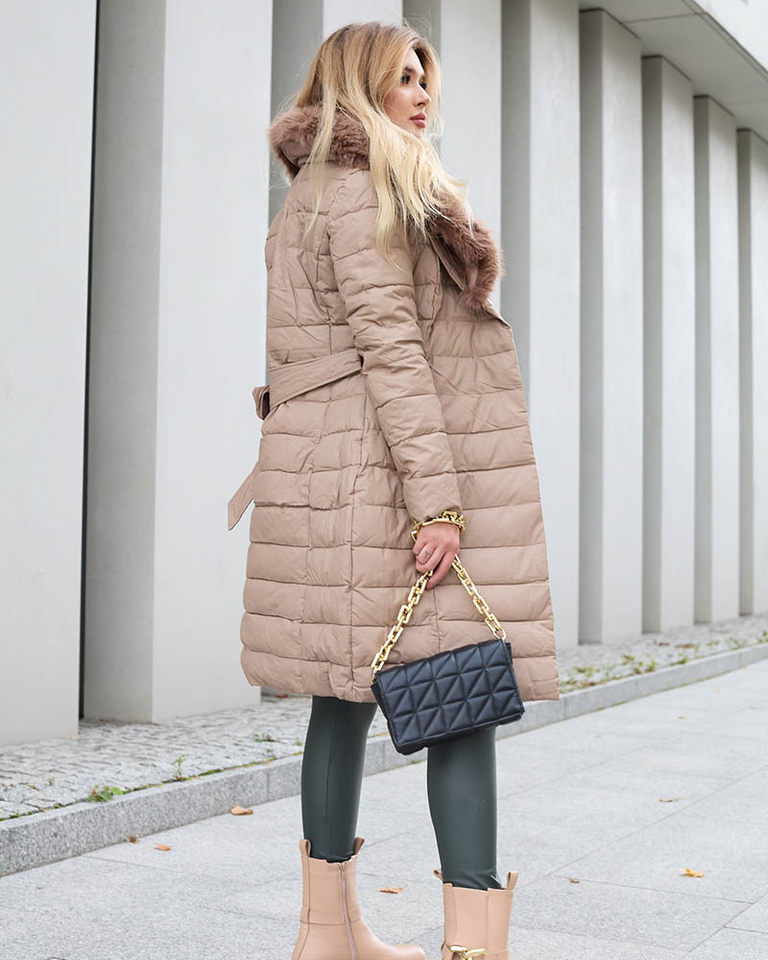 Jachetă de iarnă maro damă - Îmbrăcăminte