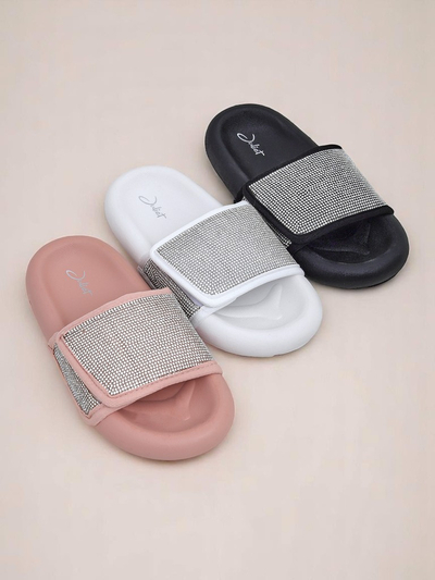 Royalfashion Damskie klapki na płaskiej podeszwie Sparkle Step