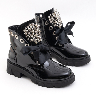 Genți pentru femei lăcuite negru cu perle Jet - Încălțăminte