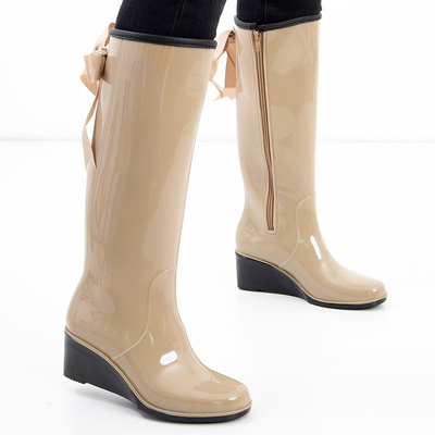 Wellies de dama bej pe pană Genofa - Încălțăminte