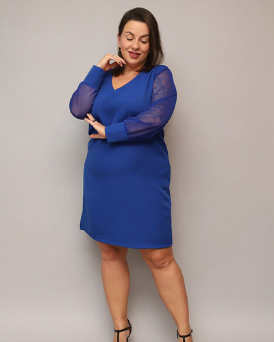 Rochie lucioasă până la genunchi în verde PLUS SIZE- Îmbrăcăminte