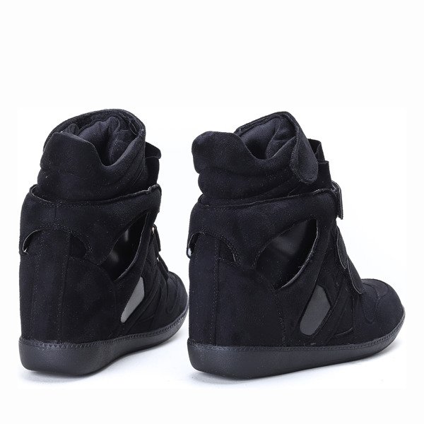 Czarne sneakersy na koturnie Barbra - Obuwie