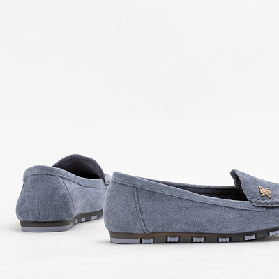 Mocasini de dama albastru deschis cu un accesoriu Skuizo auriu - Incaltaminte