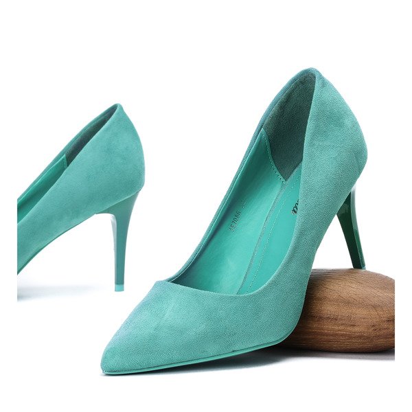 Czółenka na szpilce z eko zamszu w kolorze morskiej zieleni Camoa - Obuwie