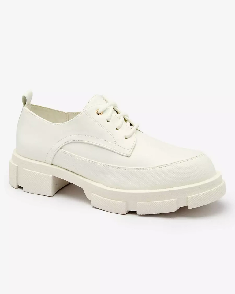 Royalfashion Alb talpă solidă pentru femei Trendy Chunky half shoes