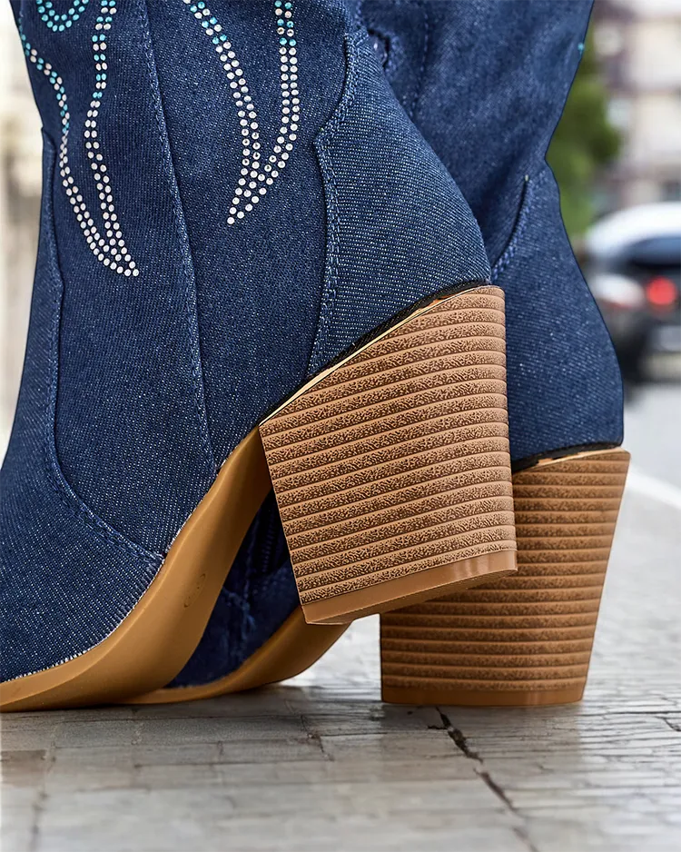 Cizmele de cowboy cu toc inalt pentru femei Royalfashion Komoti