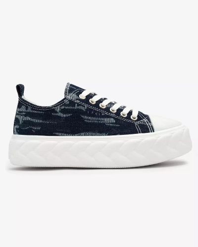 Royalfashion Adidași de damă din denim albastru marin cu frecare Nerolera