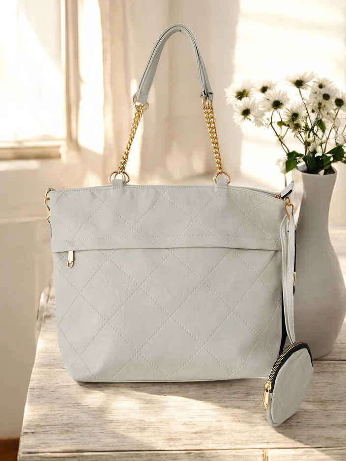 Royalfashion Geantă de mână pentru femei din eco-piele cu portofel