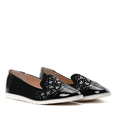 Czarne mokasyny z ozdobą Sam- Obuwie
