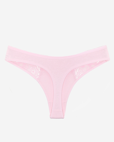 Tanga dama bumbac roz cu dantela decorativa - Lenjerie intima