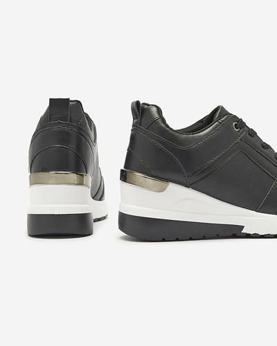 Pantofi sport pentru femei din piele ecologică neagră pe ancoră Namari - Încălțăminte