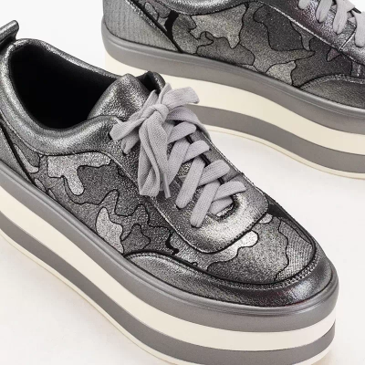 OUTLET Pantofi dama gri pe platforma Exira - Incaltaminte