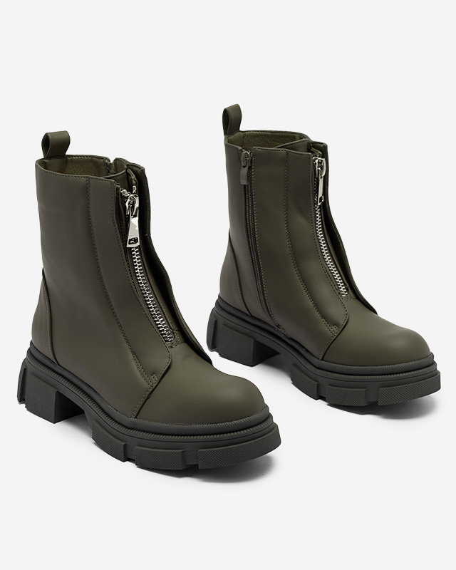 Cizme înalte izolate pentru femei, de culoare verde închis Slovys- Footwear