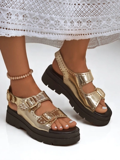 Royalfashion Dámske sandále na hrubšej podrážke s kamienkami Rocky Chic