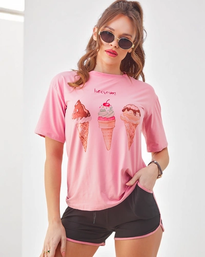 Royalfashion Set sportiv pentru femei cu un tricou și șorturi Ice Cream