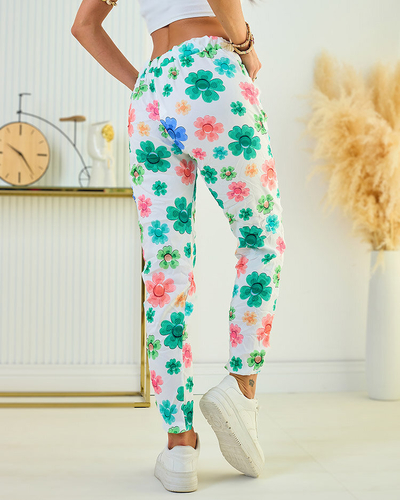 Royalfashion Pantaloni de damă din țesătură cu motive florale