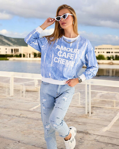 Royalfashion Hanorac cu imprimeu subțire din bumbac pentru femei