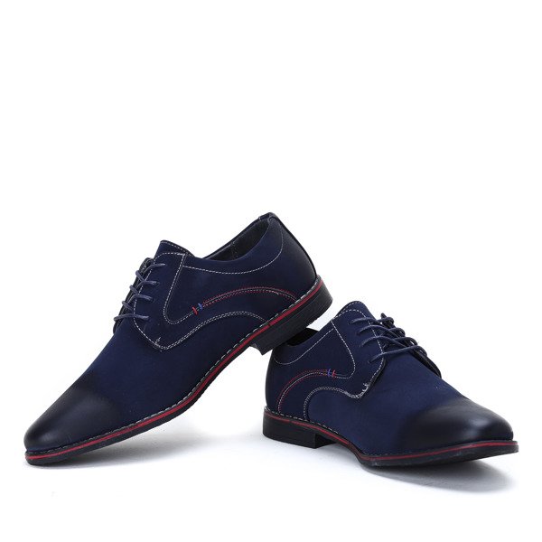 Granatowe sznurowane półbuty - Obuwie