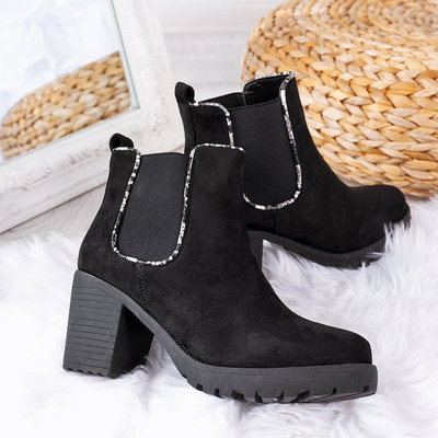 Czarne botki na wyższym słupku Travolte - Obuwie