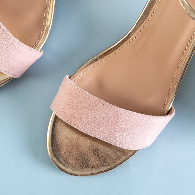 Sandale de damă roz deschis cu toc mic Kamalia - Încălțăminte