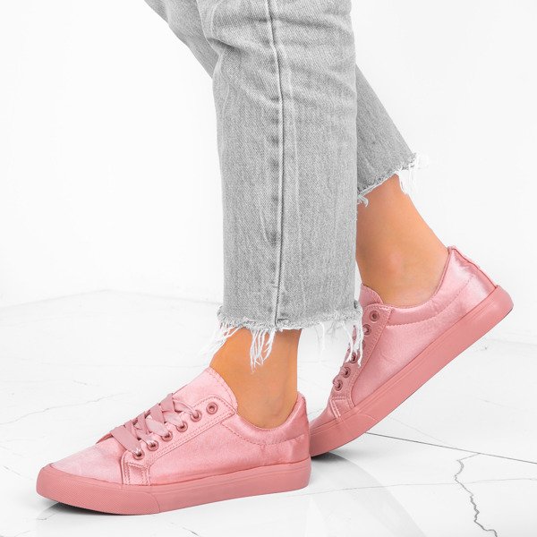 Różowe tenisówki wiązane wstążką Natalienn - Obuwie