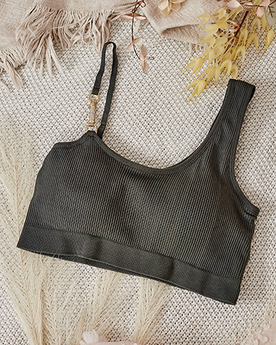 Royalfashion Sutien cu nervuri pentru femei cu curea decorativă