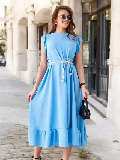 Rochie midi Royalfashion pentru femei cu volane și mâneci scurte