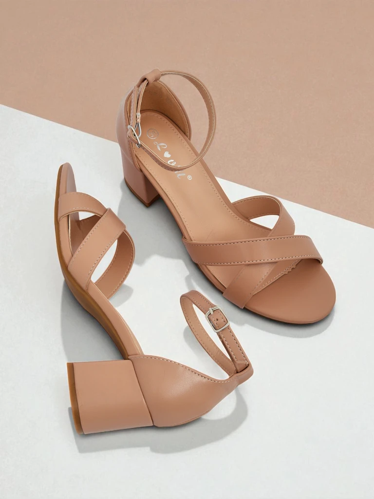 Royalfashion Sandale de damă cu toc gros jos Eleganza Strap