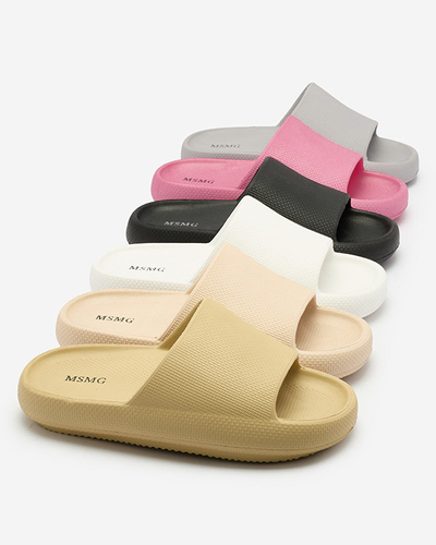 Royalfashion Șlapi de damă din cauciuc cu ștanțare în kaki Okeris