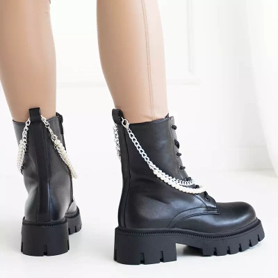 OUTLET Genti dama negre cu lant si perle Agsiva - Incaltaminte