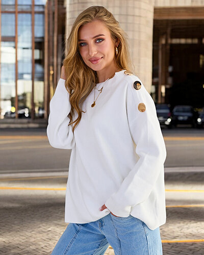 Royalfashion Pulover subțire de damă cu decorațiuni pe umeri