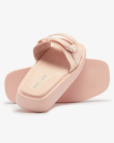 Șlapi de damă roz din eco-suede Omve - Încălțăminte