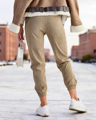 Royalfashion Pantaloni de luptă pentru femei din material textil