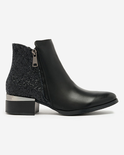 Royalfashion Cizme negre de damă cu brocart Brosecco